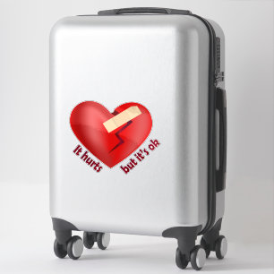 Sticker Coeur brisé guéri avec patch et citation de vie