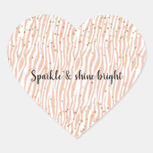 Sticker Cœur Broche Crème Zebra Gold Confetti Sparkle