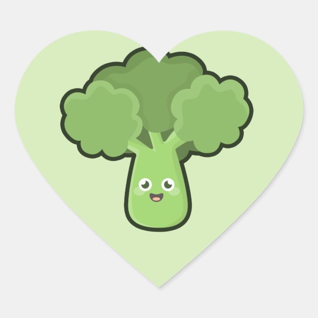Sticker Cœur Brocoli Kawaii (Devant)