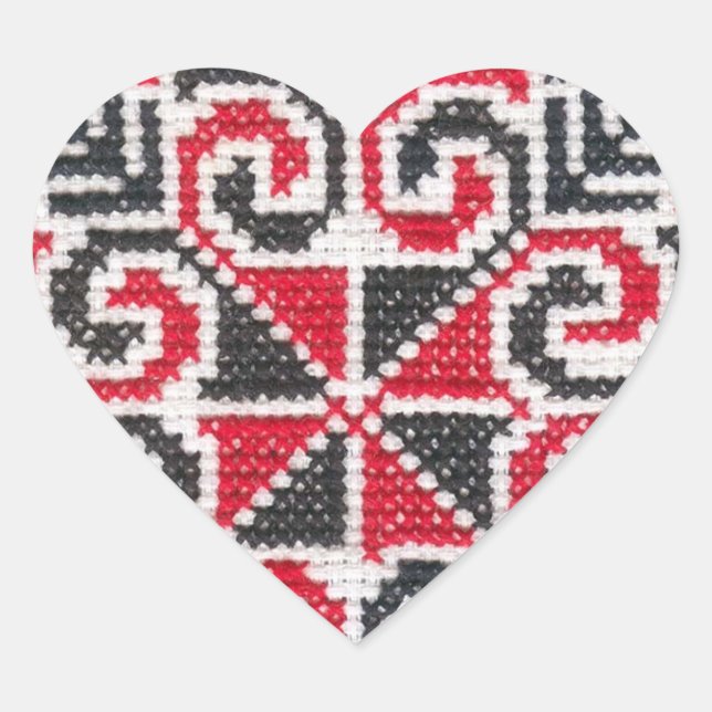 Sticker Cœur Broderie ukrainienne (Devant)