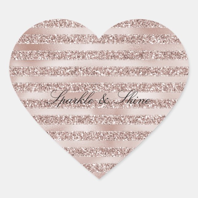 Sticker Cœur Broussailler Champagne Parties scintillant rose (Devant)