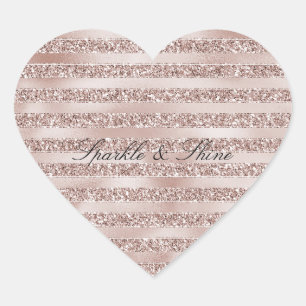Sticker Cœur Broussailler Champagne Parties scintillant rose