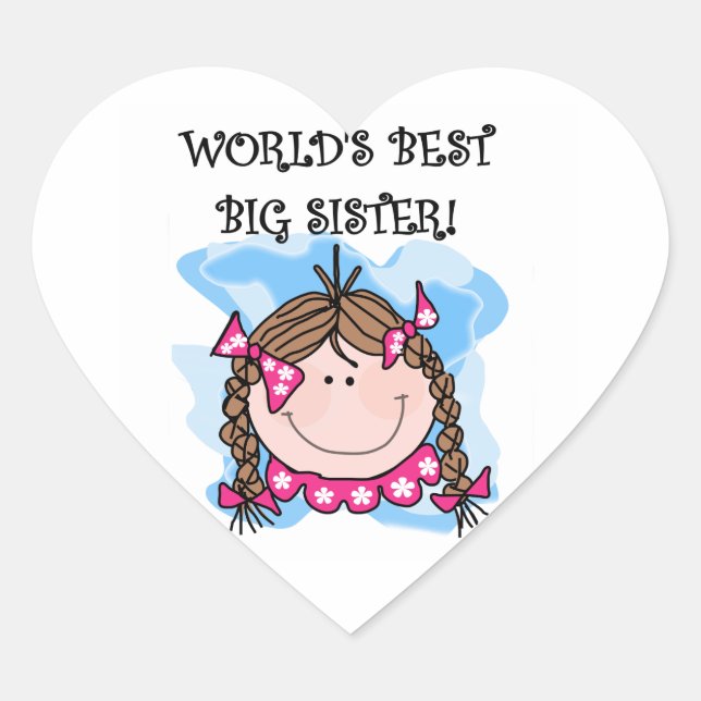 Sticker Cœur Brunette Les Meilleurs Cadeaux Grandes Soeurs Du M (Devant)
