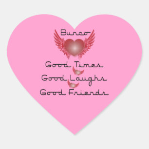Sticker Cœur Bunco - bonnes périodes, rires, amis - rétro coe