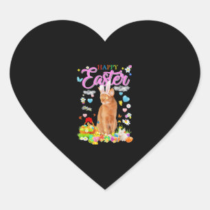 Sticker Cœur Bunny Abyssinian Chat Happy Pâques