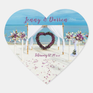 Sticker Cœur Cabana Beach Destination Mariage