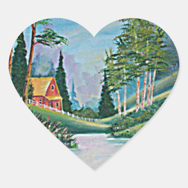 Sticker Cœur Cabine par la peinture à l'huile de ruisseau (Devant)