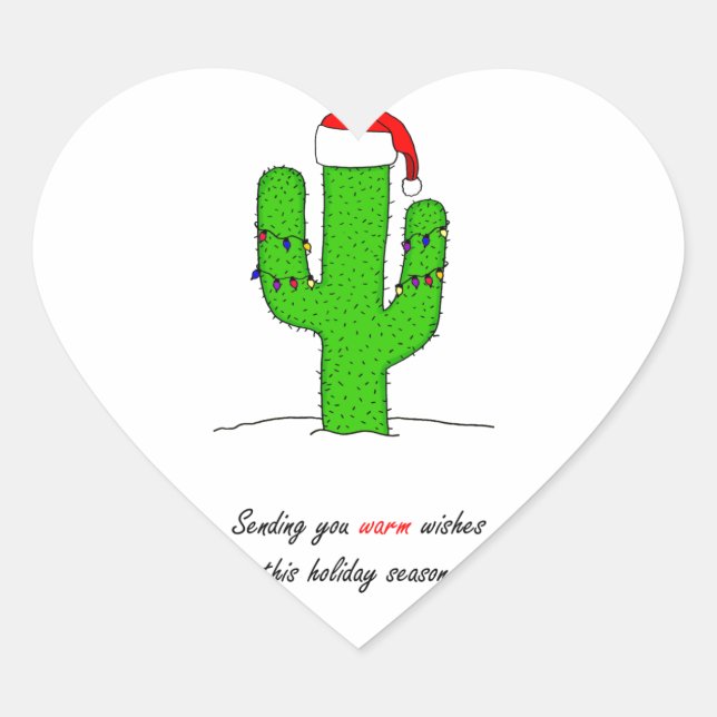 Sticker Cœur Cactus Christmas (Devant)