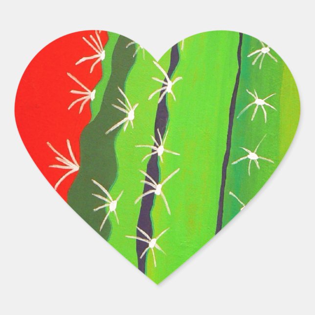 Sticker Cœur Cactus du désert (Devant)