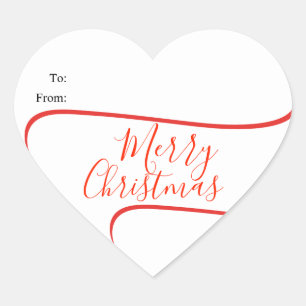 Sticker Cœur Cadeau de Noël élégant en calligraphie
