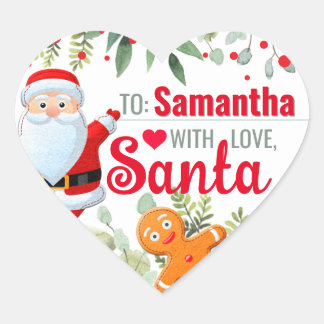 Sticker Cœur Cadeau de Noël personnalisé en pain d'épice "Amour