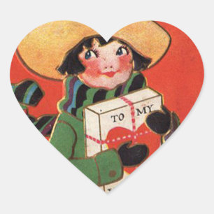 Sticker Cœur Cadeau vintage pour fille Valentine Coeur