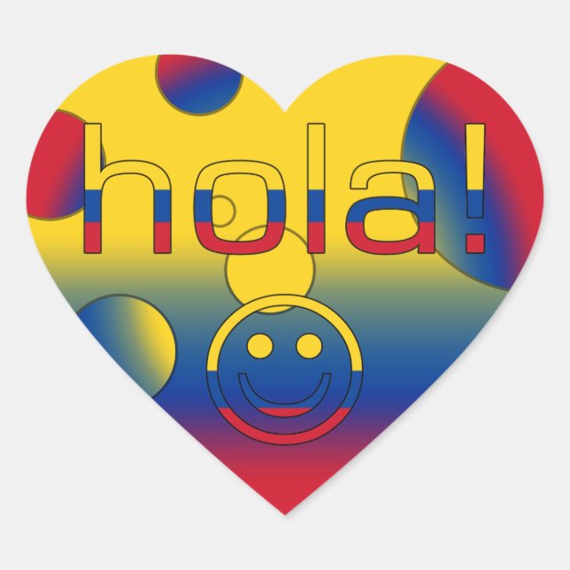 Sticker Cœur Cadeaux colombiens : Bonjour / Hola Face (Devant)