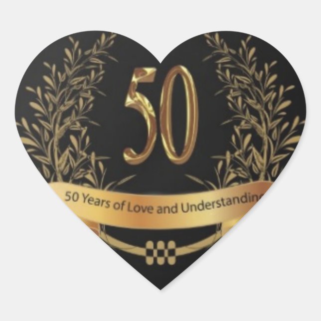 Sticker Cœur CADEAUX ÉLÉGANTS DU 50e ANNIVERSAIRE (Devant)