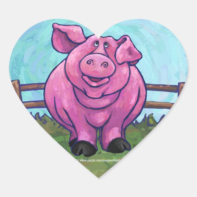 Sticker Cœur Cadeaux et accessoires de cochon (Devant)
