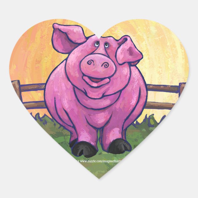 Sticker Cœur Cadeaux et accessoires de cochon (Devant)