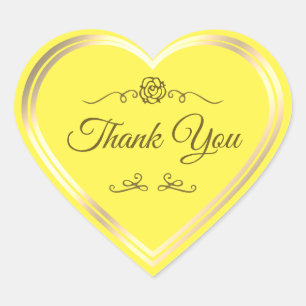 Sticker Cœur Cadre brillant Jaune Or Shimmer Merci mignon