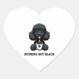 Sticker Cœur Café de caniche noir rien que noir