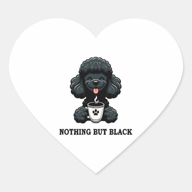 Sticker Cœur Café de caniche noir rien que noir (Devant)