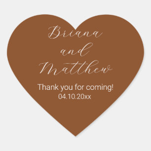 Sticker Cœur Calligraphie minimaliste Script Terracotta Faveurs