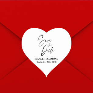 Sticker Cœur Calligraphie Romantique Encart Personnalisé Mariag