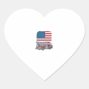 Sticker Cœur Camion de pompiers patriotique drapeau américain v