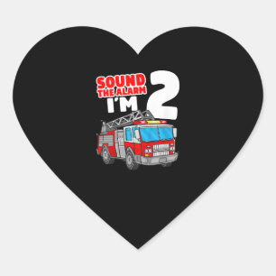 Sticker Cœur Camion d'incendie 2 ans pompier 2e anniversaire
