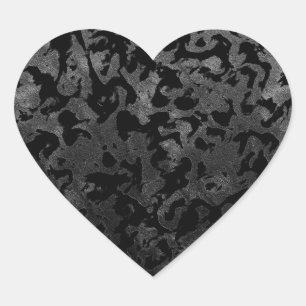 Sticker Cœur Camo moderne -noir et gris foncé- camouflage