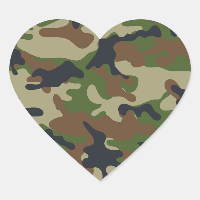 Sticker Cœur Camo Woodland (Devant)