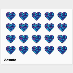 Sticker Cœur Camouflage bleu foncé et violet