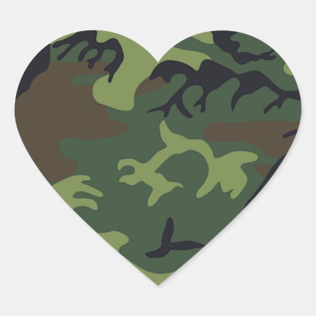 Sticker Cœur Camouflage camouflage noir vert (Devant)