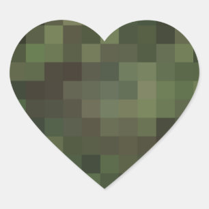 Sticker Cœur camouflage carré vert