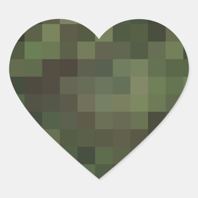 Sticker Cœur camouflage carré vert (Devant)