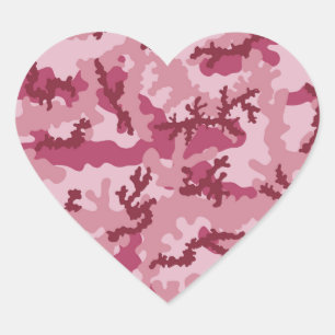 Sticker Cœur Camouflage rose