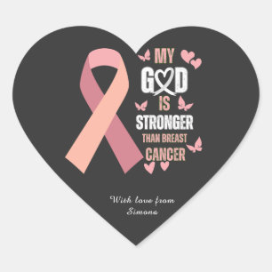 Sticker Cœur Cancer du sein Mon Dieu est une conscience plus fo
