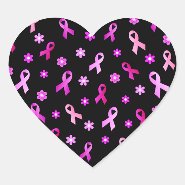 Sticker Cœur Cancer du sein Ruban rose (Devant)