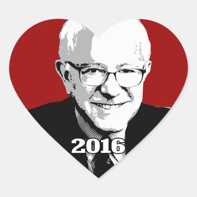Sticker Cœur Candidat BERNIE SANDERS 2016 (Devant)