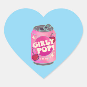 Sticker Cœur Canette de soda cerise Girly Pop Rose rétro Y2K