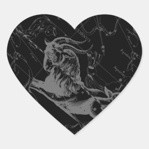 Sticker Cœur Capricorne Constellation Carte Hevelius Engraving
