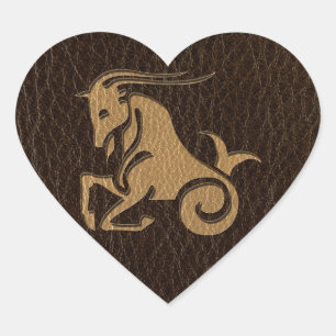 Sticker Cœur Capricorne En Cuir