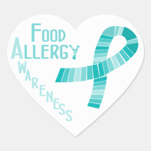 Sticker Cœur Carbone Turquoise de sensibilisation aux allergies