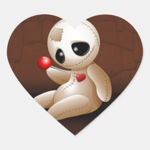 Sticker Cœur Caricature de poupée vaudou en amour