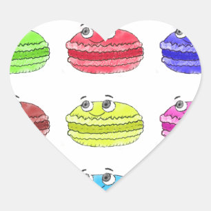 Sticker Cœur Caricature des Macarons