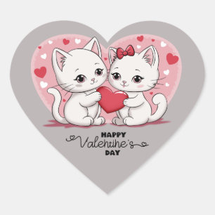 Sticker Cœur Caricature mignonne Amoureux de les chats Coeur Sa