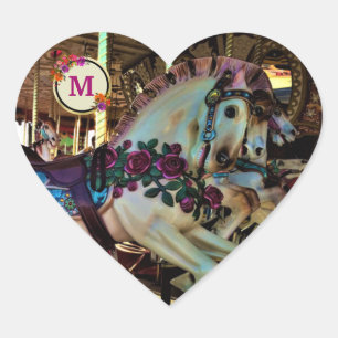 Sticker Cœur Carnaval Carnaval Merry-Go-Round Horse Monogramme