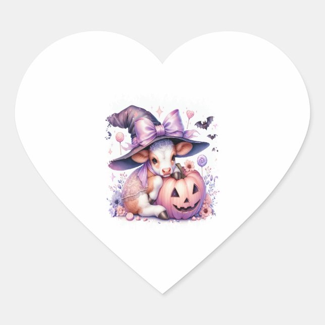 Sticker Cœur Carré de l'Halloween de la vache (Devant)