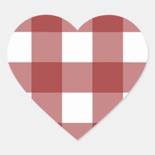 Sticker Cœur Carreaux rouges et blancs