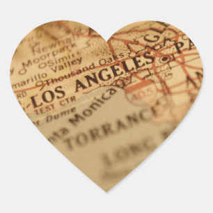 Sticker Cœur Carte de cru de LOS ANGELES