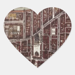 Sticker Cœur Carte de ville de Delft 1649