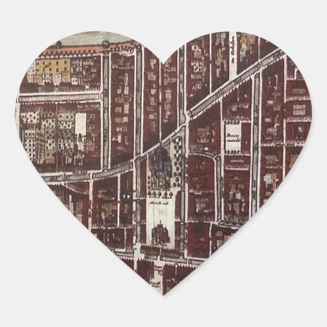 Sticker Cœur Carte de ville de Delft 1649 (Devant)